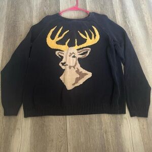 Men's Black Deer Graphic Crewneck Sweater